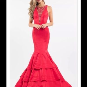 Rachel Allan Prom Dress 7582 Formal Red Mermaid